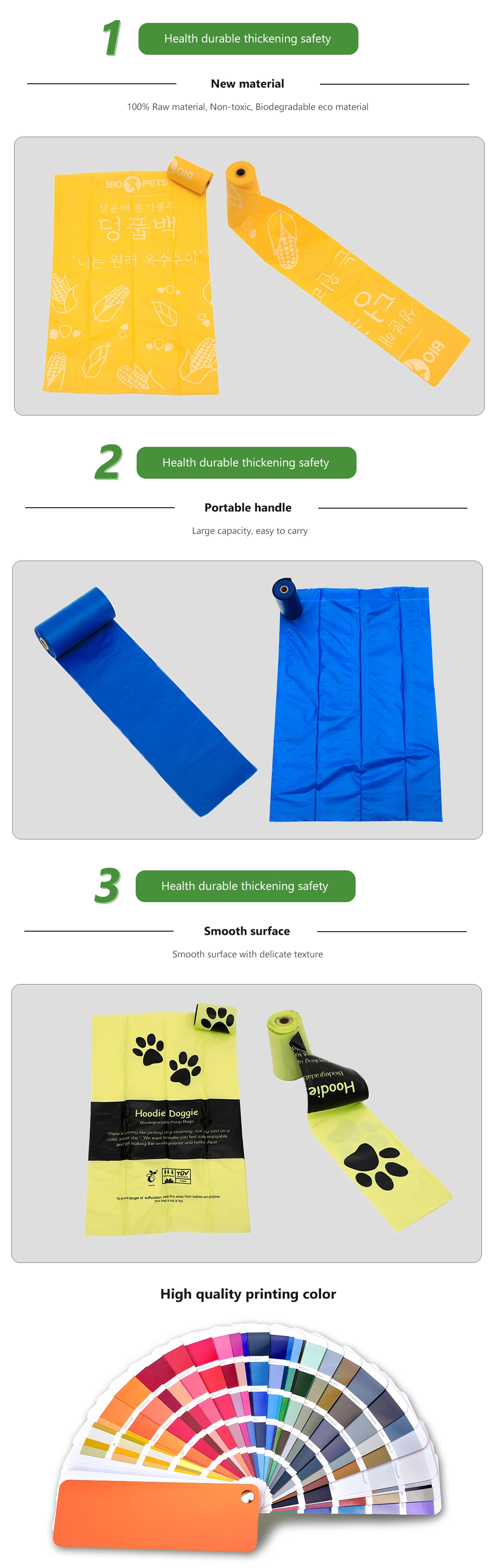 Biodegradable and Compostable Pet Waste Bag Custom Dog Poop Bag with TUV Certificates