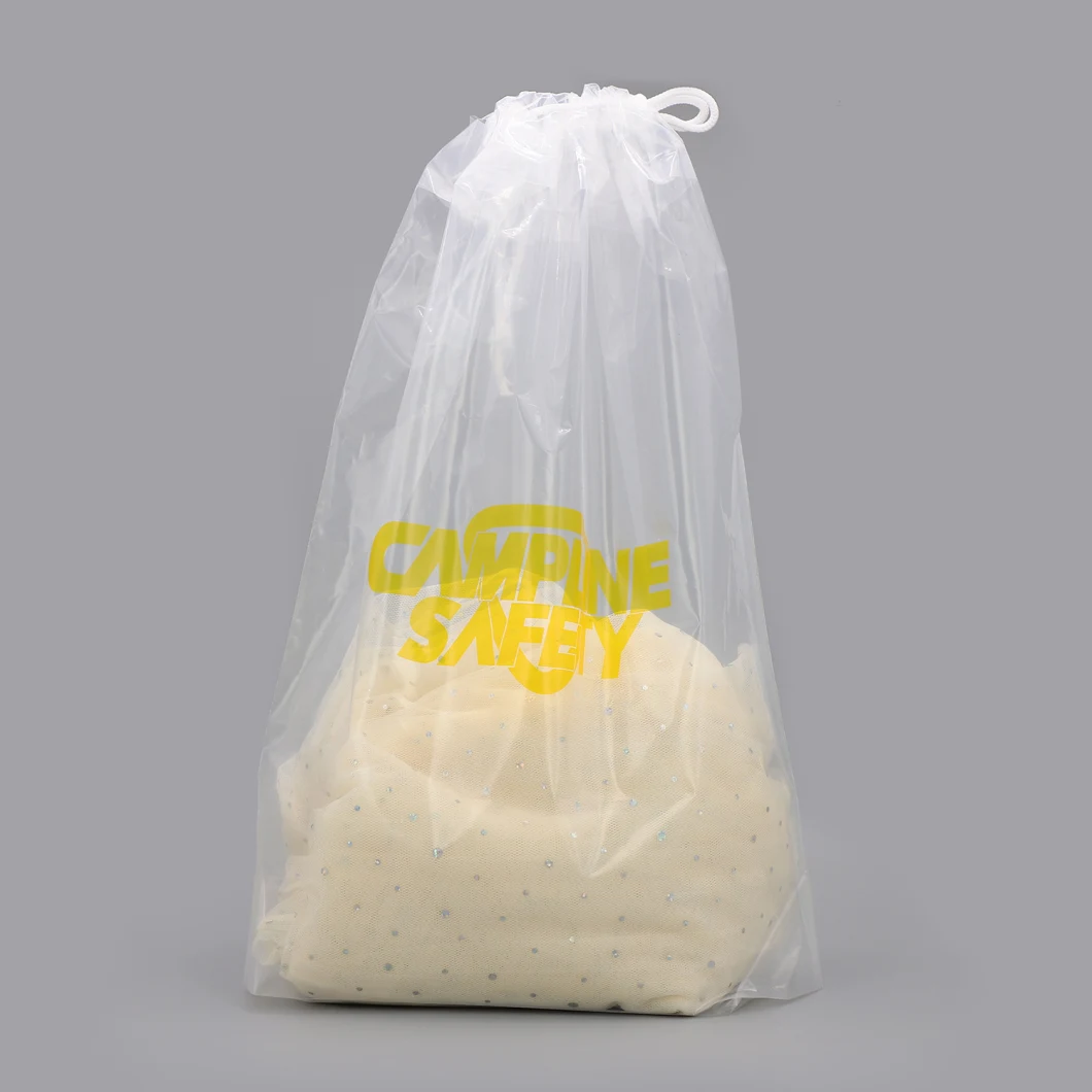 Biodegradable LDPE Transparent Plastic Drawstring Bag Custom Printing Clothing Packaging Bag