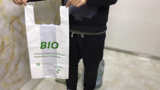 Compostável Biodegradável Lixo Cordão Ziplock Trash Lixo Fralda de cocô de cachorro PLA LDPE HDPE Embalagem de alimentos Fabricante Colete impresso personalizado Saco de camiseta