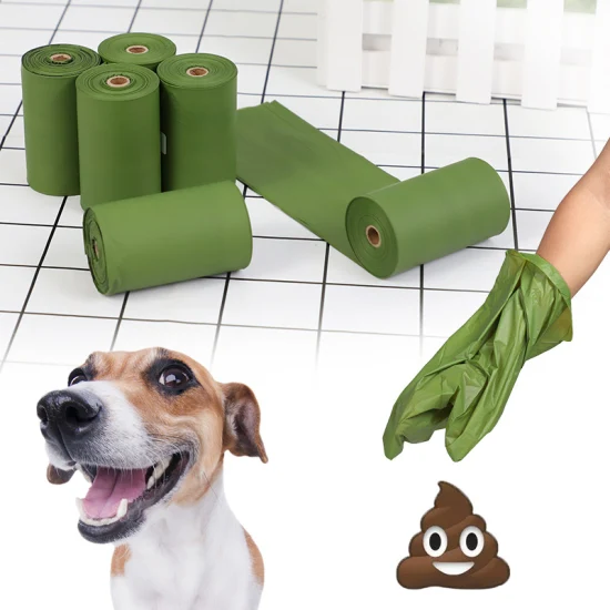 Compostável 100% biodegradável Cocô de cachorro Produtos para animais de estimação Suprimentos para animais Saco de lixo Saco de lixo Cocô Saco de embalagem Saco de embalagem